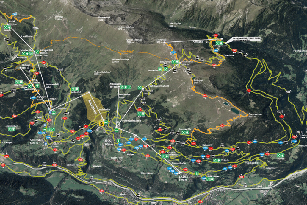 map van bikepark serfaus-fiss-ladis