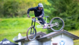 Downhill mountainbiker in bikepark Albstadt